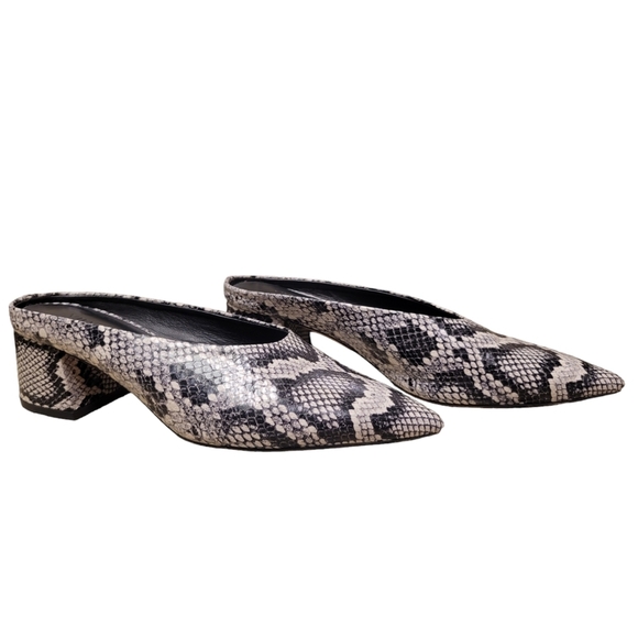 Vince Ralston Sahara Snake Print Leather Slip On Mule Women's Size 8 Block Heel - Picture 6 of 12
